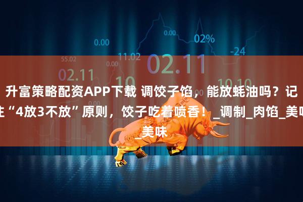 升富策略配资APP下载 调饺子馅，能放蚝油吗？记住“4放3不放”原则，饺子吃着喷香！_调制_肉馅_美味