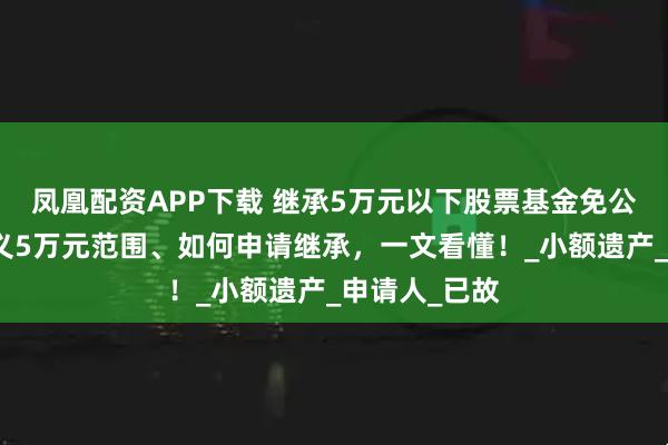 凤凰配资APP下载 继承5万元以下股票基金免公证！如何定义5万元范围、如何申请继承，一文看懂！_小额遗产_申请人_已故