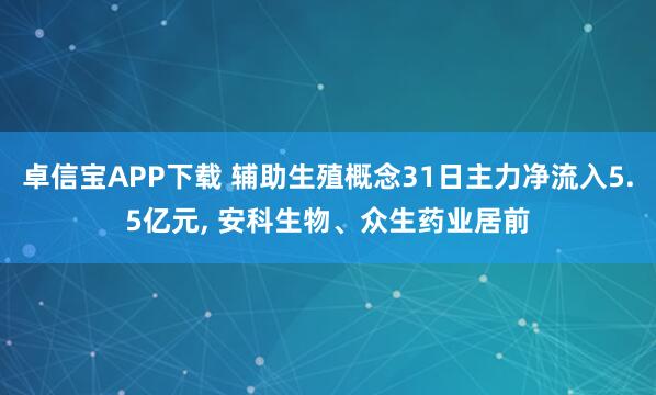 卓信宝APP下载 辅助生殖概念31日主力净流入5.5亿元, 安科生物、众生药业居前